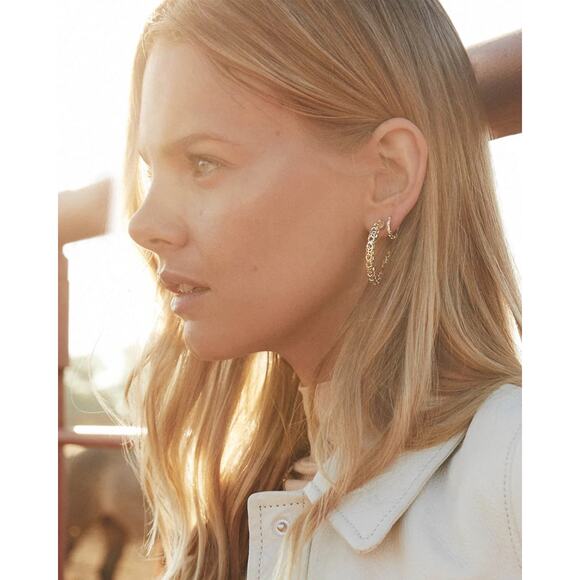 *SOLD* NWT! Kendra Scott Maggie Small Hoop Earrings in Gold Filigree - Picture 4 of 7